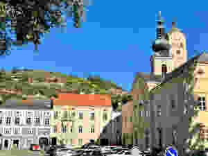 Trinity column in Krem's Town Hall Square