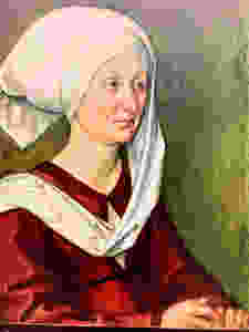 a replica of Albrecht Durer's portrait of his mother -- the real deal was traveling