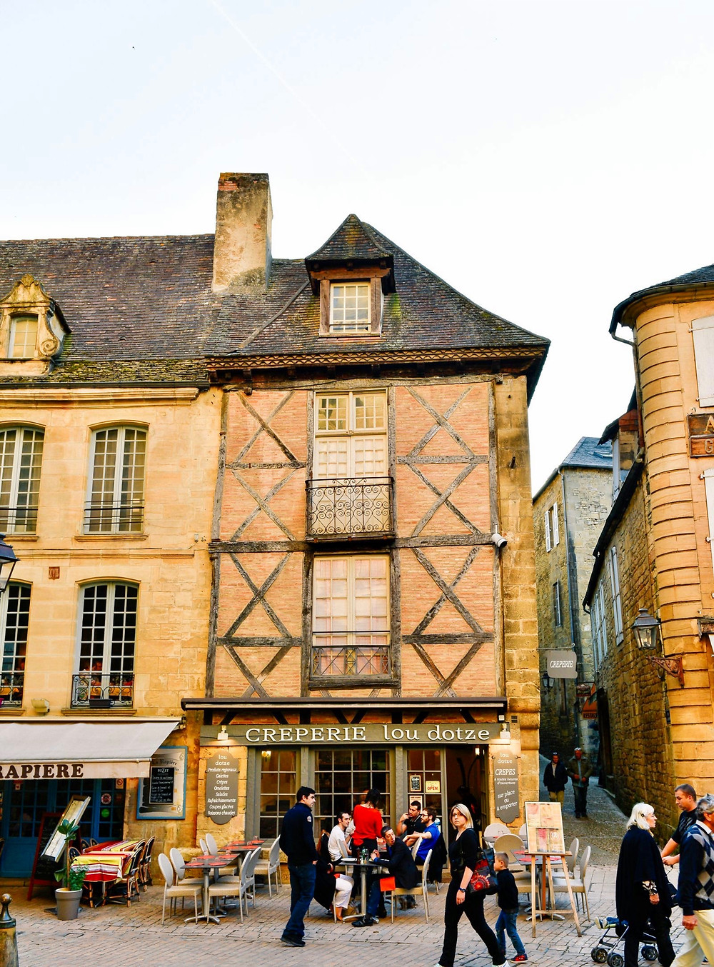 cobbled streets and half timbered homes in Sarlat France