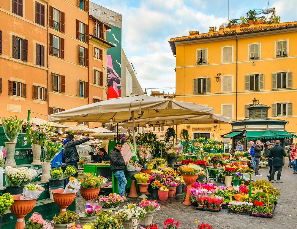 flower stalls at Campo dei Fiori
