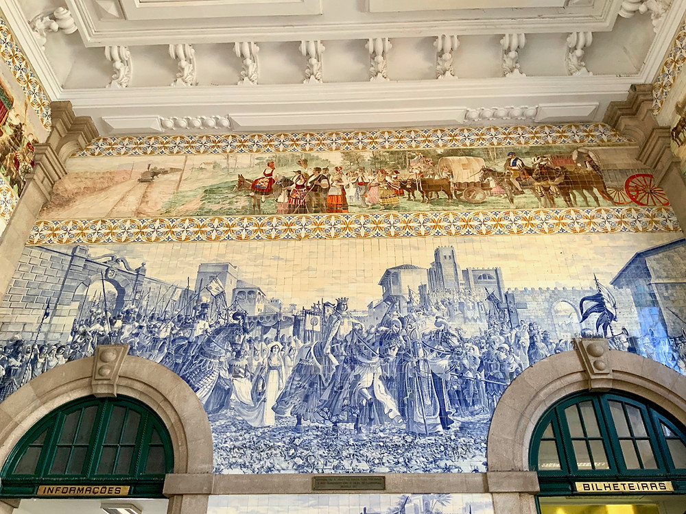 azulejo murals in the São Bento Train Station in Porto