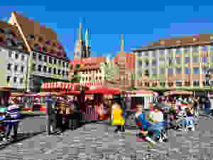 the Hauptmarkt in Nuremberg -- great place to get groceries or a bratwurst