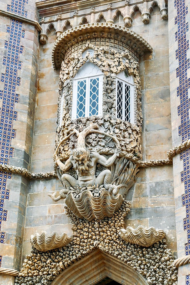 merman gargoyle on the facade of Pena Palace