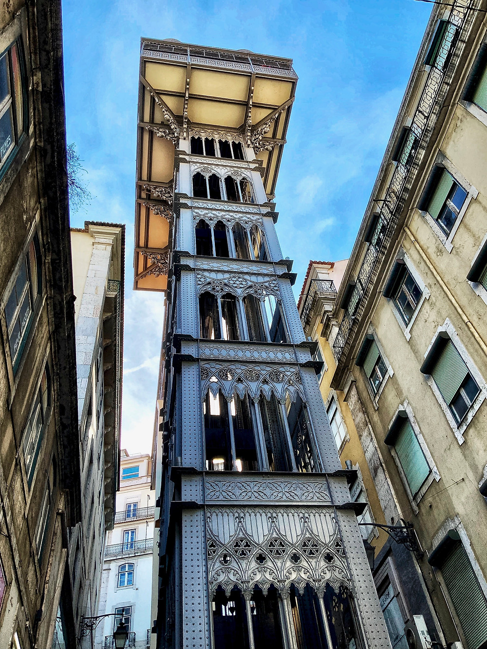 the wrought iron Santa Justa Elevator