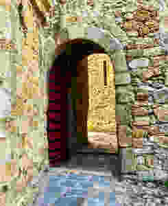 archway in St. George's castle in Lisbon's Alfalma district