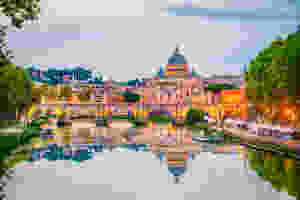 view of the Bridge of Angels and St. Peters Basilica