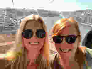 Ali and I riding the Teleférico de Gaia cable car
