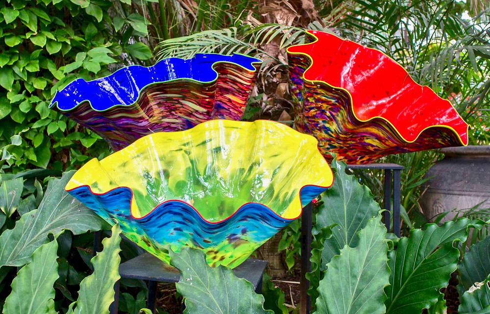 Chihuly's Macchia Bowls in the Palm Court at the Phipps