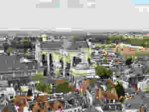 view of Cathedrale St Vaast from the bell tower in Arras
