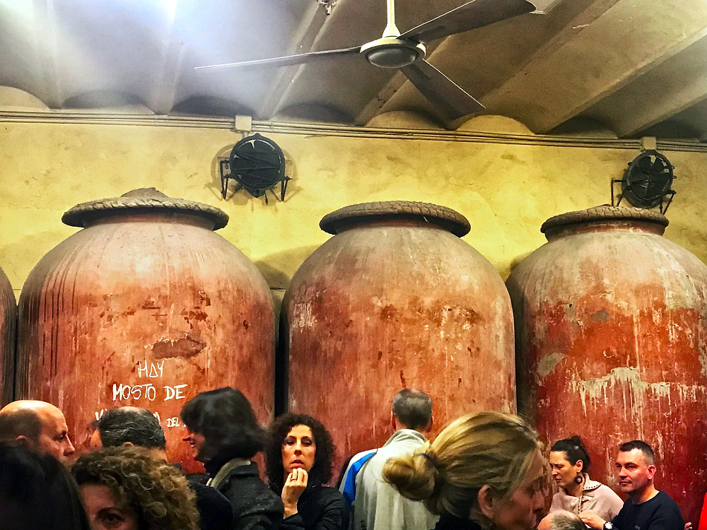 Casa Morales, an extremely quaint but busy tapas bar, where I was bumped and dirtied -- in February!