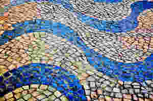 the swirling pavers of Lisbon's colorful sidewalks