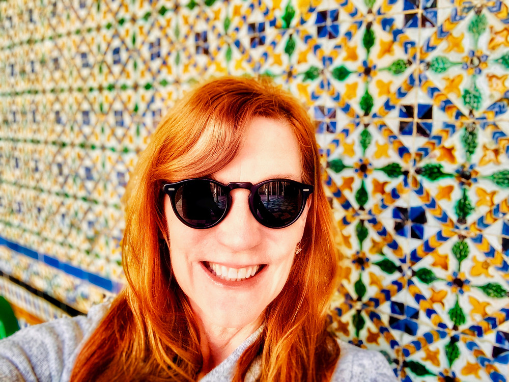 me enjoying the azulejo tiles