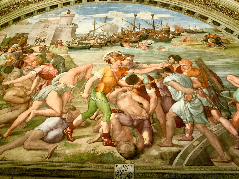 detail from frescos in the Room of Fire in the Raphael Rooms