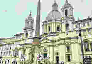 Bernini's Four River Fountain against the facade of Borromini's Sant'Agnese Church