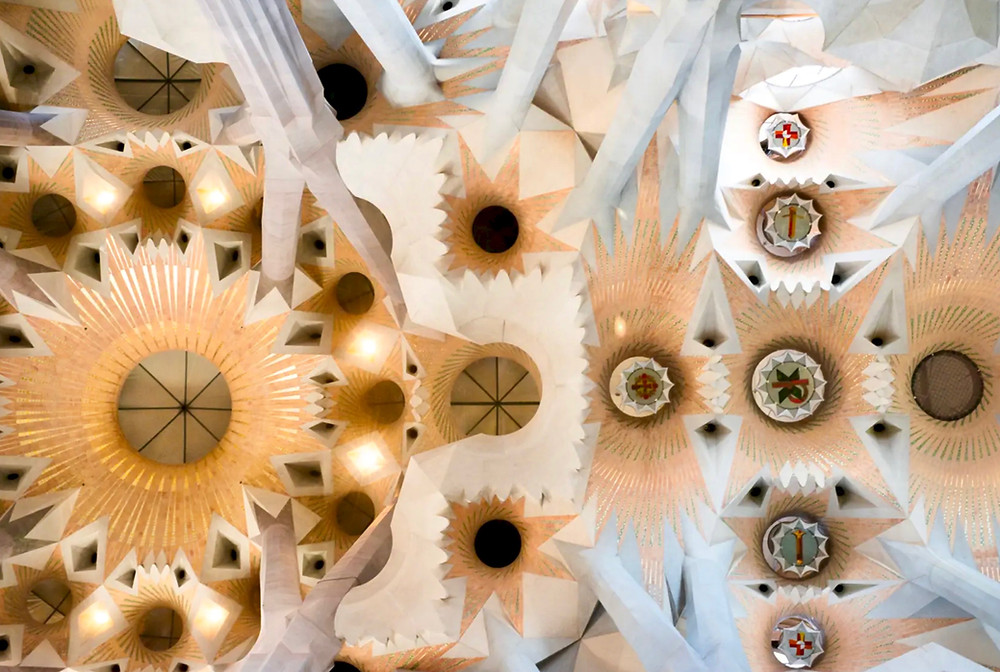 starry sky on the ceiling of Sagrada Familia