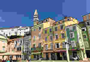 Tartini Square in Piran with the bell tower peeking through above