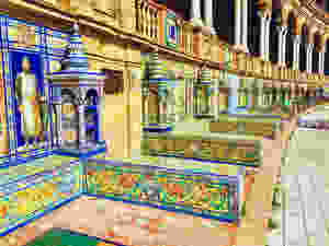 the colorful Plaza de Espana in Seville