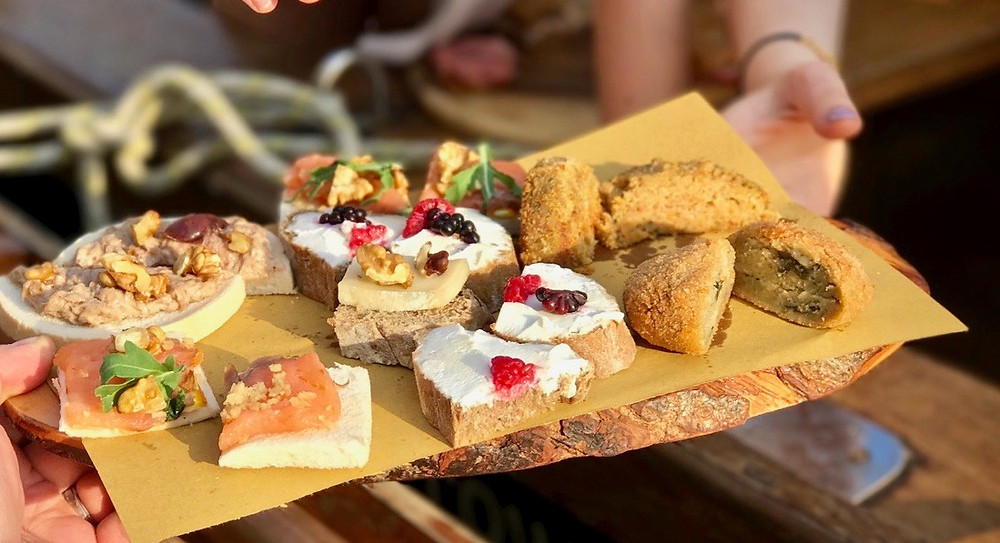 the cicchetti that awaited us after rowing our own boat