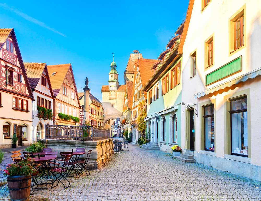 pretty street in Rothenburg ob der Tauber