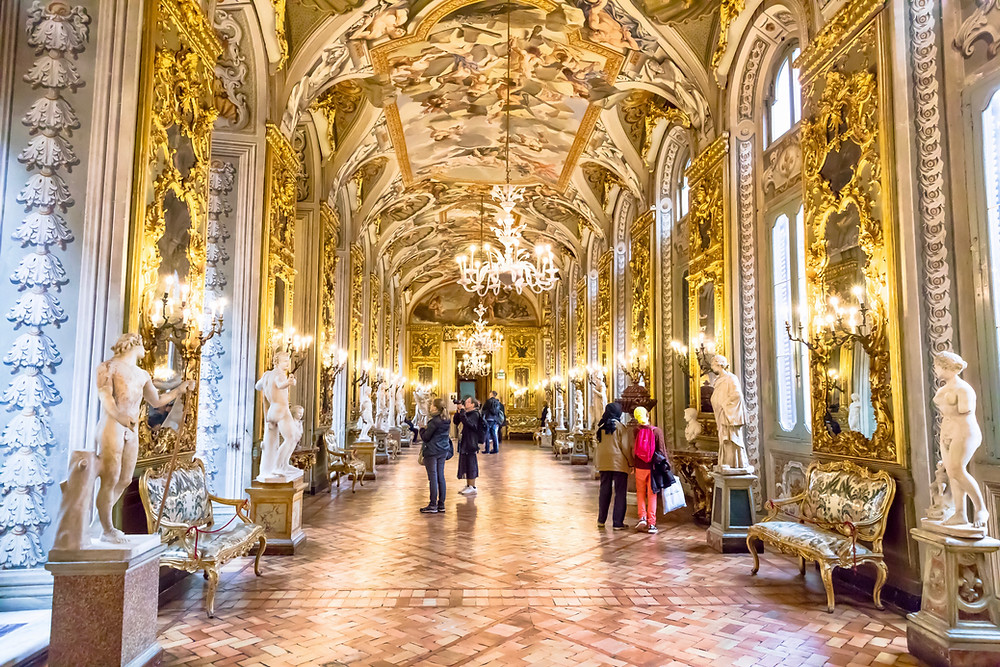 the beautiful Gallery of Mirrors in the Doria Pamphilj