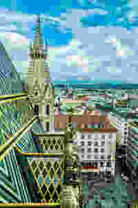 close up of St. Stephen's tiled roof from the tower