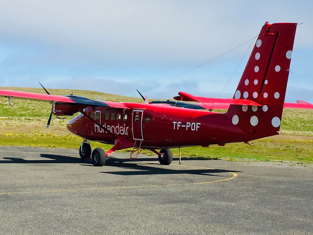our tiny red plane to fly to Grimsey Island