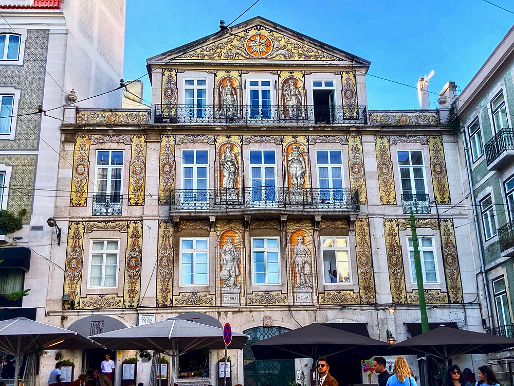 beautiful azulejo facade of the House of Ferreira das Tabuletas in Lisbon