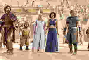 Daenerys and her protectors await the arrival of Drogon in the bullring in Osuna.