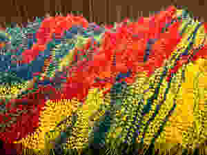 Elisabeth Picard, Rainbow Mountains, 2015 -- this is a hanging landscape made with dyed tie wraps