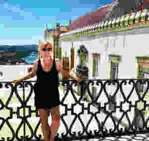 hanging out on a balcony of the Royal Palace on a hot day in Coimbra