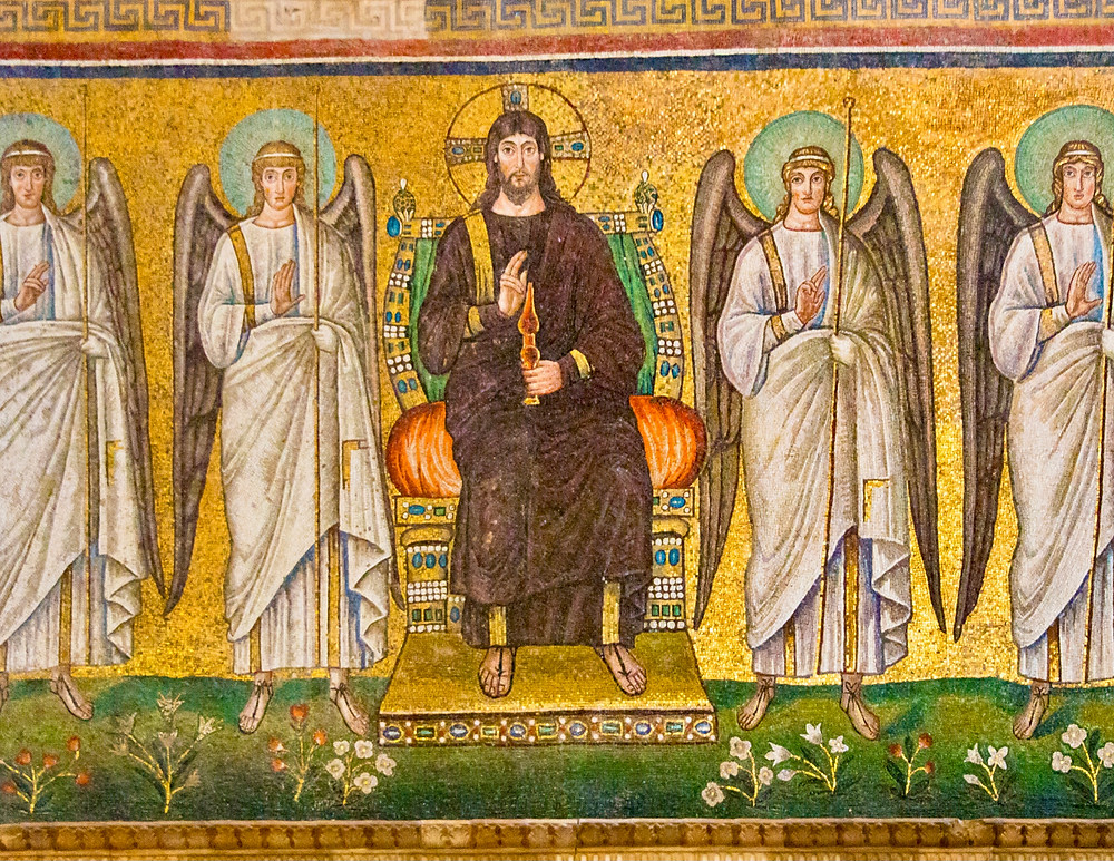a mosaic of Jesus, now bearded