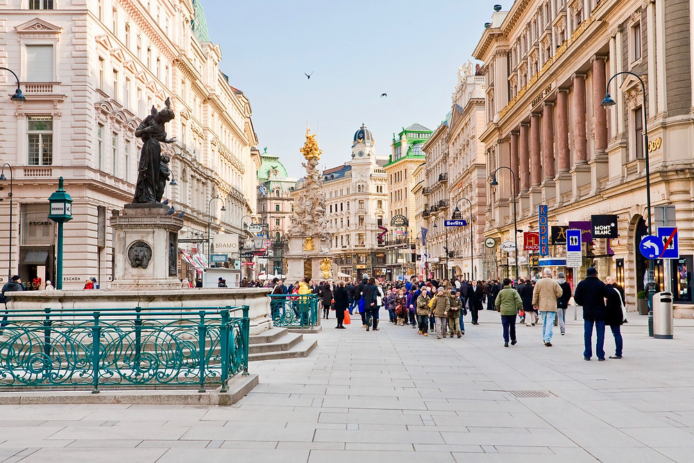 the Plague Column on Graben Street in the old town of Vienna