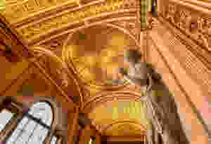 View of Grand Hall with Gold Ceiling at Uffizi Gallery,