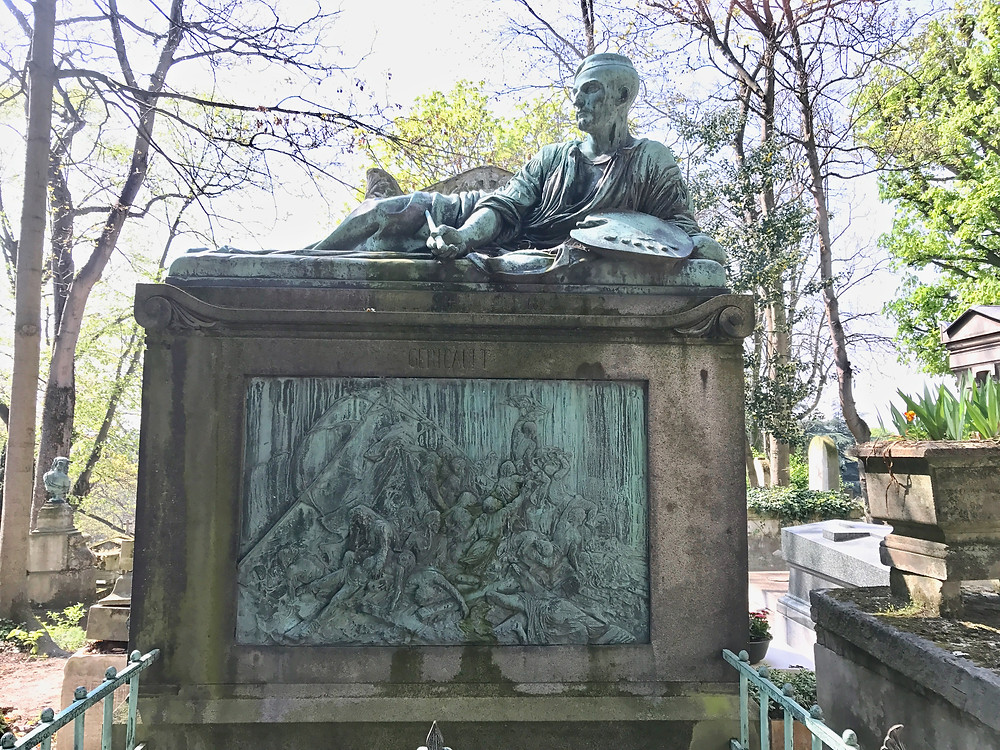the grave of Theodore Gericault, with his famous painting The Raft of the Medusa