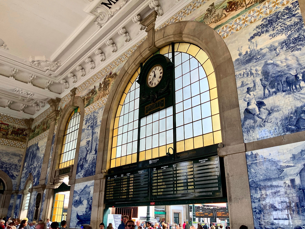 azulejo murals in the São Bento Train Station in Porto