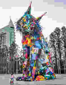 The Lynx, the newest street art structure from Bordalo II in Lisbon