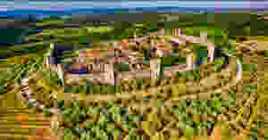 the walled village of Monteriggioni in Tuscany