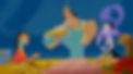 A scene from Disney's The Emperor's New Groove of Kronk serving spinach puffs to Yzma and Kuzco