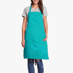 BIGHAS Adjustable Bib Apron with Long Ties, Scuba Blue