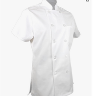 ChefsCloset Women's Short Sleeve Classic 10 Button Chef Coat, White 
