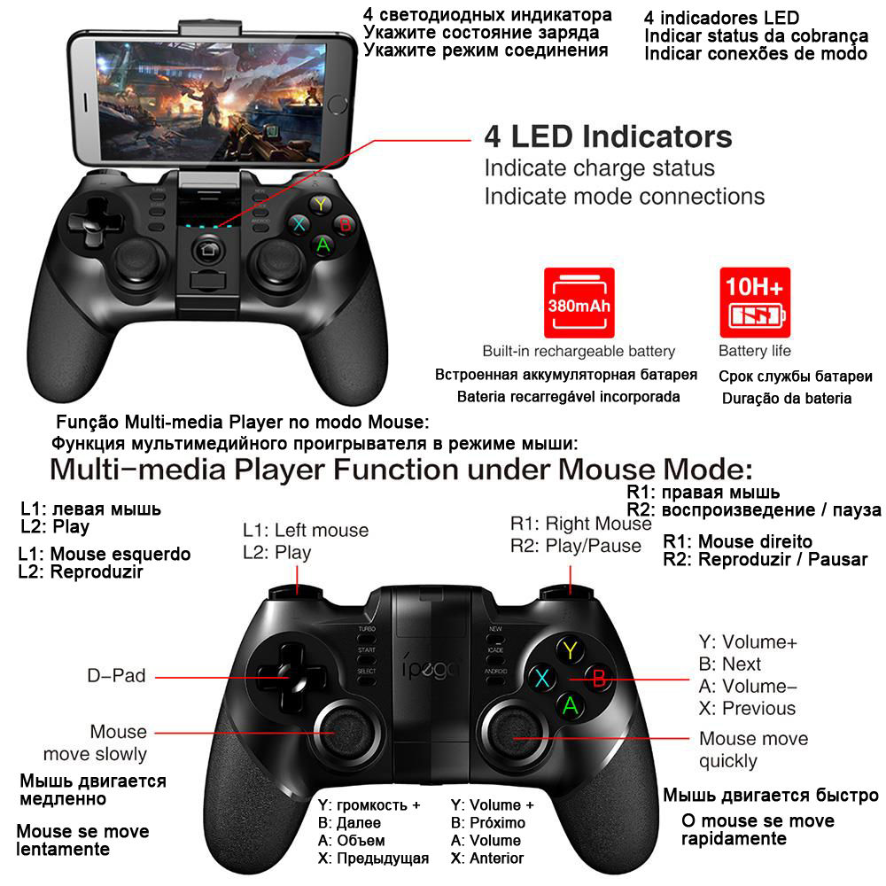 X6 Wireless Bluetooth Game Controller with Stand