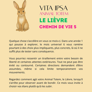 Animal Totem lièvre en mai 2026 | Chemin de vie numérologie Vita Ipsa