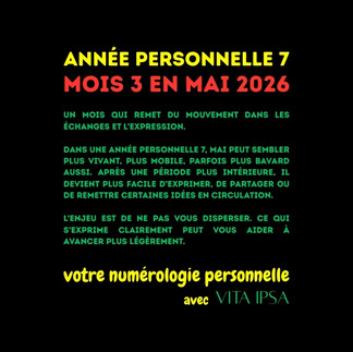 Année personnelle 7 en mai 2026