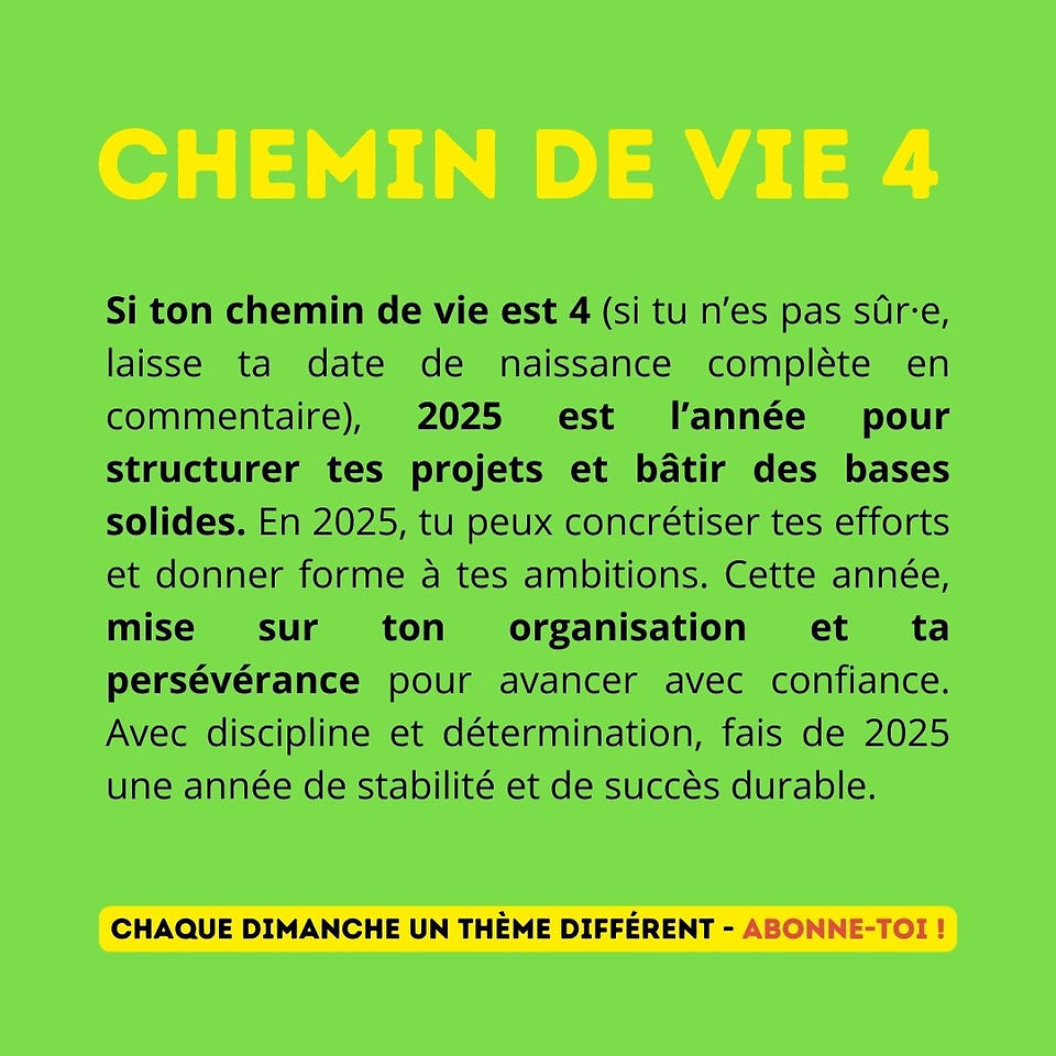 Mon chemin de vie 4ven 2025. Numérologie Vita Ipsa