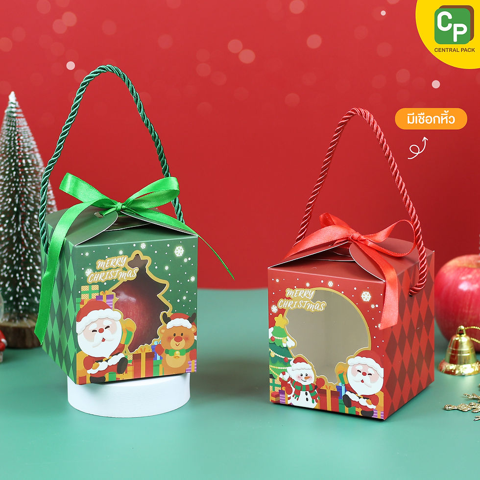 ภาพขนาดย่อ: กล่องแอปเปิ้ลมีหน้าต่าง ลายคริสต์มาส