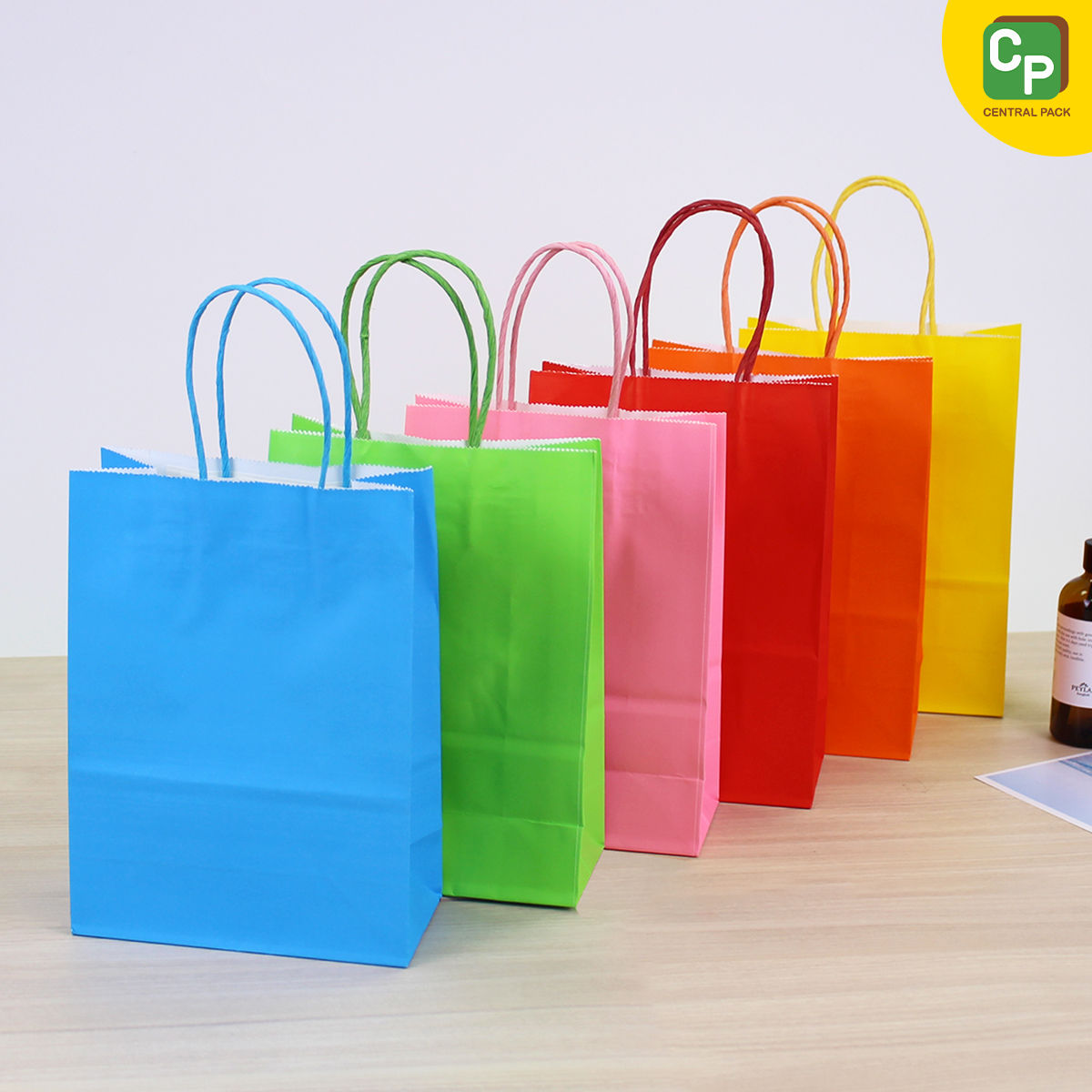 ถุงกระดาษหูเกลียว สีพาสเทล