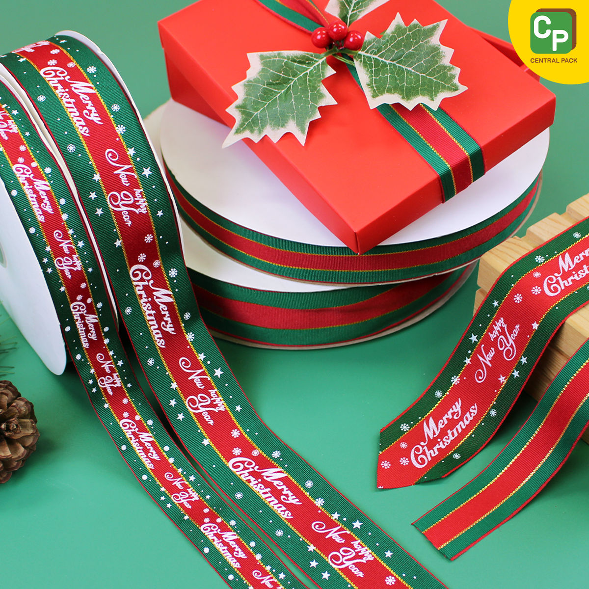ริบบิ้นคริสต์มาส พิมพ์ลาย
