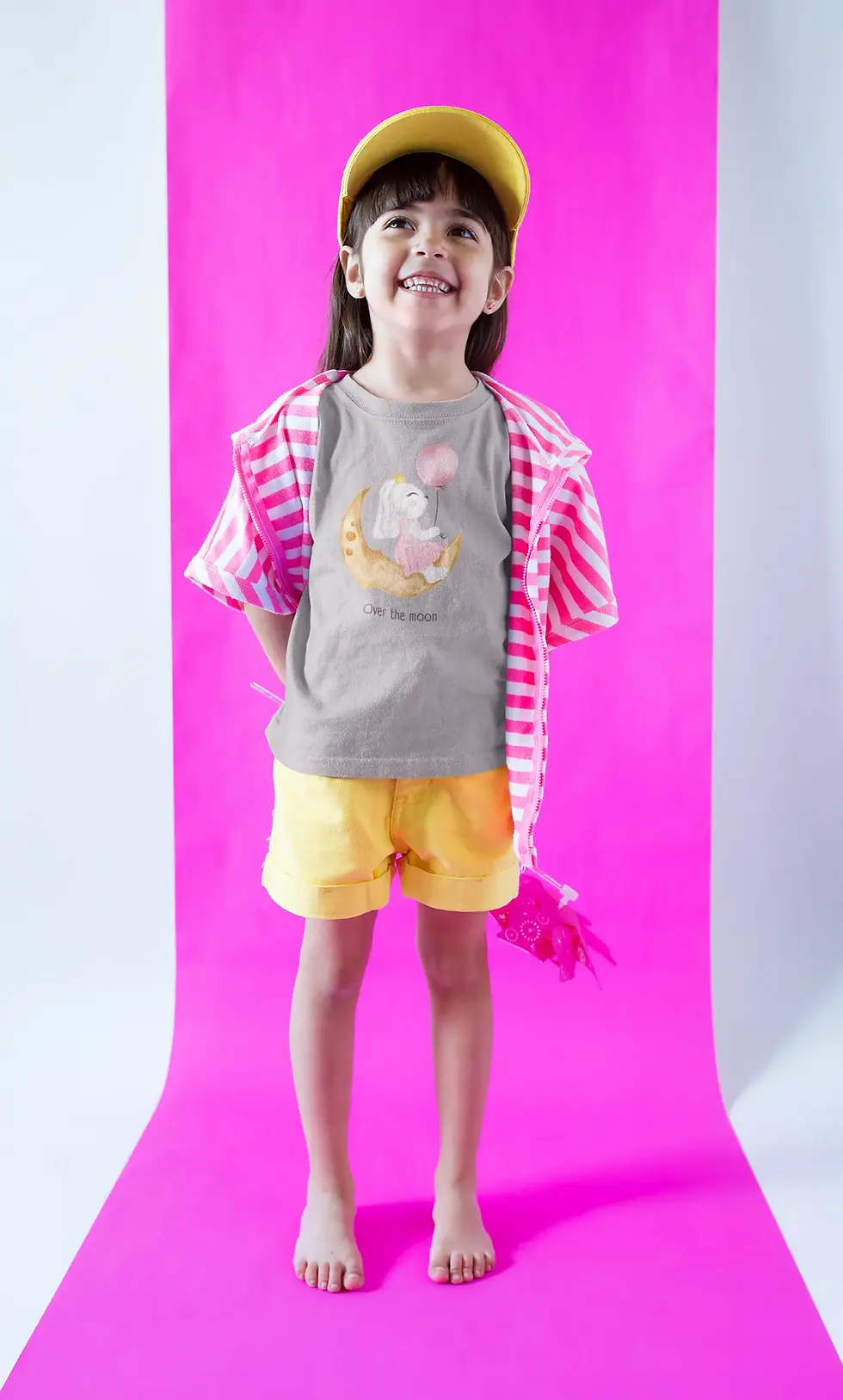 Thumbnail: 🌙 Over The Moon Girls T-Shirt – Dream, Smile & Shine! 🐰🎈