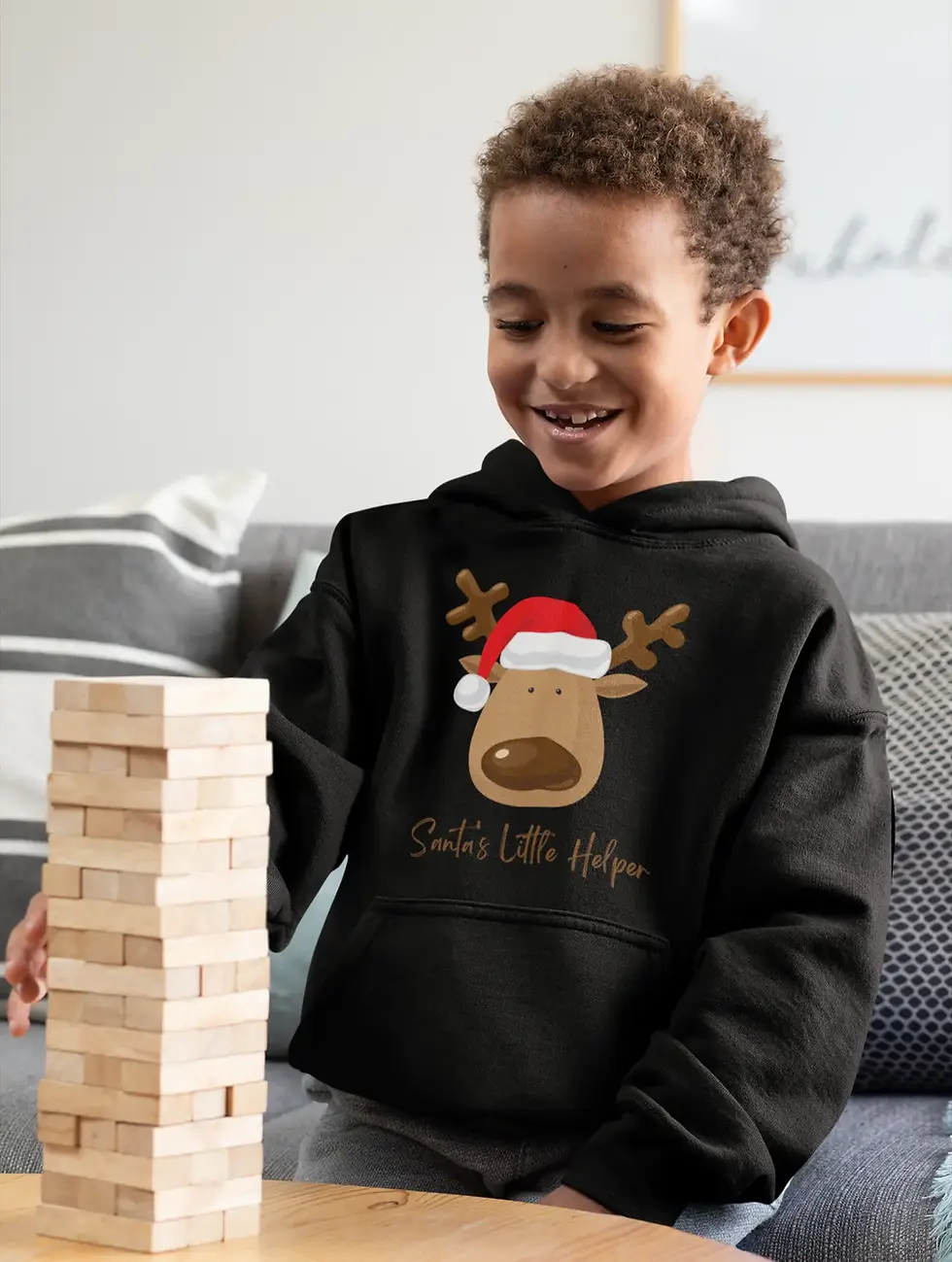 Thumbnail: Santa's Little Helper Hoodie For Kids-black