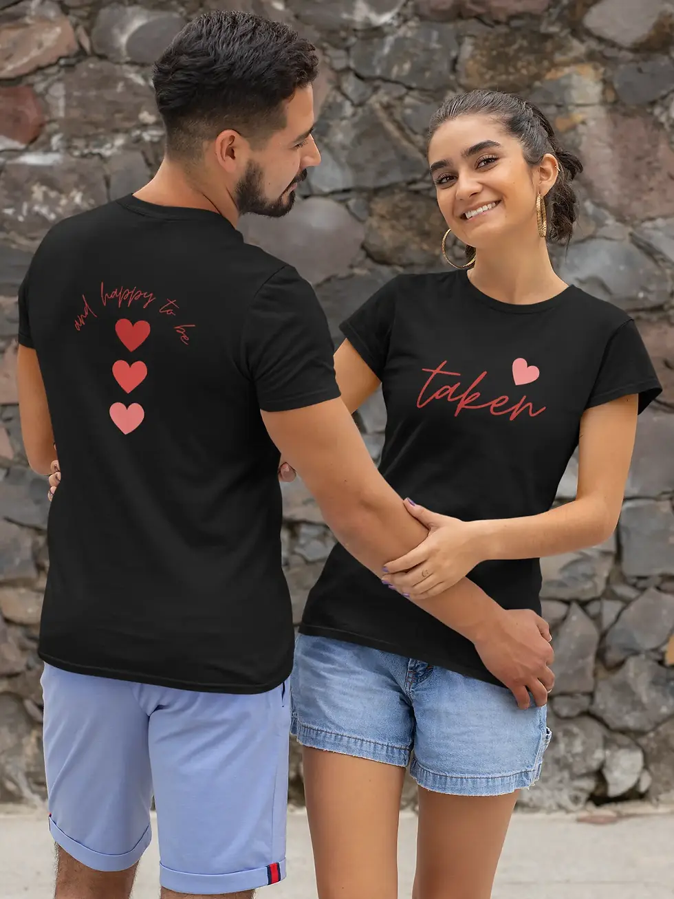 Thumbnail: Happy & Taken Romantic Couple T-shirt As A Valentine Gift